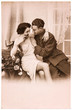 young romantic couple. old sepia picture