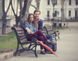 Young teen couple on the street