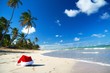Santa hat on caribbean beach
