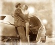 couple and car. vintage